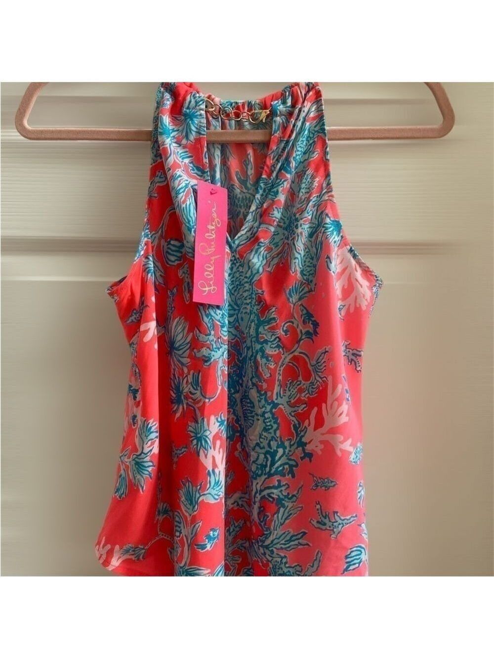 Lilly Pulitzer Shelly Bay Halter Top Coral Spritz XXS - Picture 8 of 10